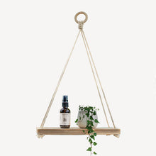 Load image into Gallery viewer, macrame hoop wood wall shelf bohemian minimalist modern home decor