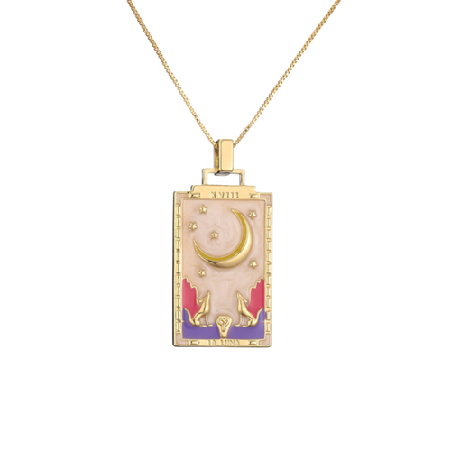 The Pink Moon Tarot Card Necklace