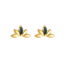 Load image into Gallery viewer, Dangling Pear Moss Agate Earrings - Terra Soleil