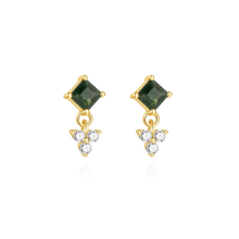 Load image into Gallery viewer, Dangling Pear Moss Agate Earrings - Terra Soleil