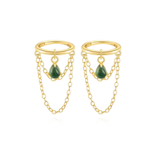 Load image into Gallery viewer, Dangling Pear Moss Agate Earrings - Terra Soleil