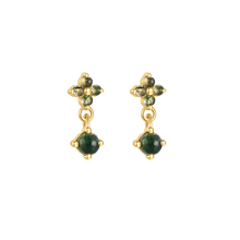 Load image into Gallery viewer, Dangling Pear Moss Agate Earrings - Terra Soleil