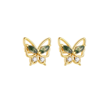 Load image into Gallery viewer, Dangling Pear Moss Agate Earrings - Terra Soleil