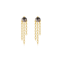 Load image into Gallery viewer, Black Fern Double Crystal Earrings - Terra Soleil