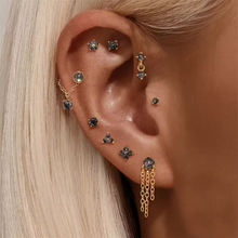 Load image into Gallery viewer, Black Fern Double Crystal Earrings - Terra Soleil