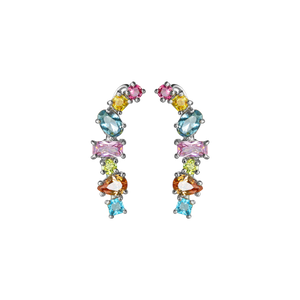 Multi Gem Climber Earrings