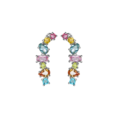 Multi Gem Climber Earrings