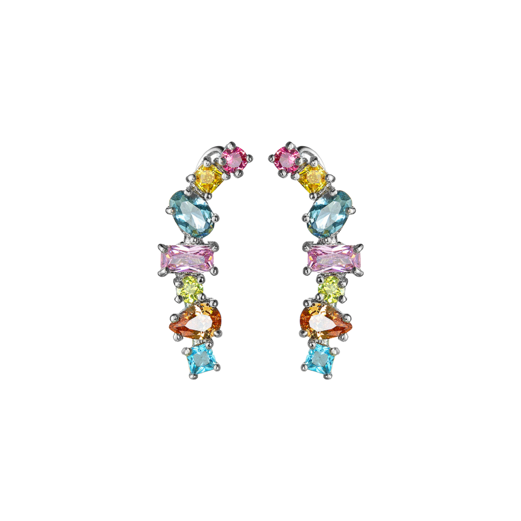 Multi Gem Climber Earrings