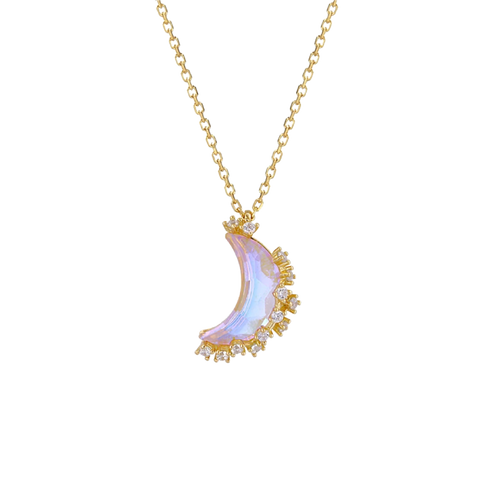 Moonstone Crescent Necklace