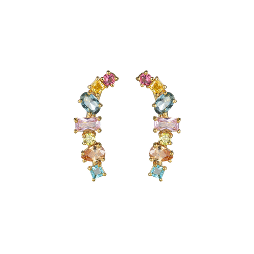 Multi Gem Climber Earrings