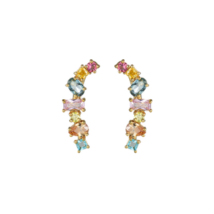 Multi Gem Climber Earrings