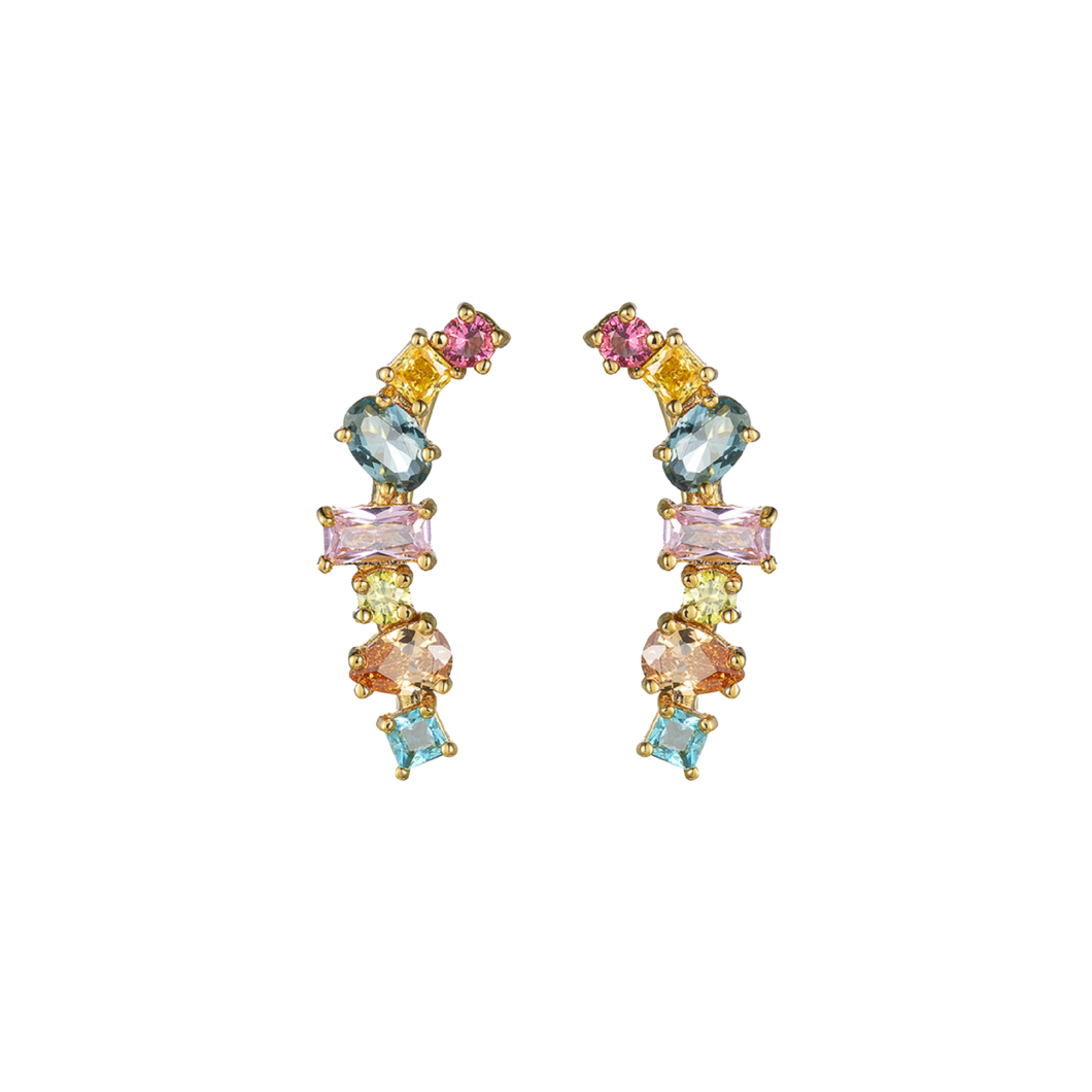 Multi Gem Climber Earrings