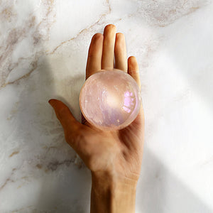 Angel Aura Rose Quartz Sphere - Terra Soleil