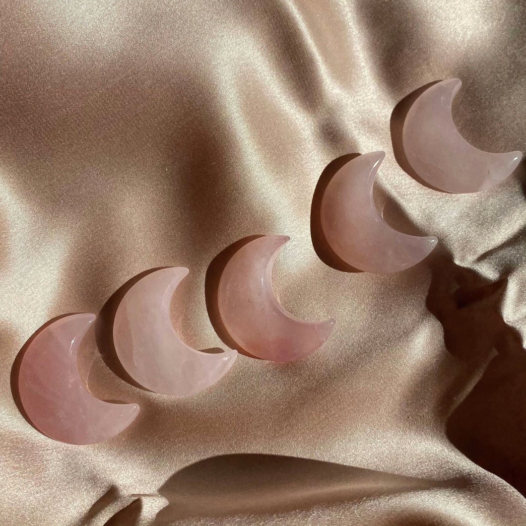 Rose Quartz Moon Palm Stone - Terra Soleil