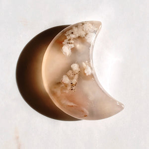 Cherry Blossom Agate Moon Palm Stone