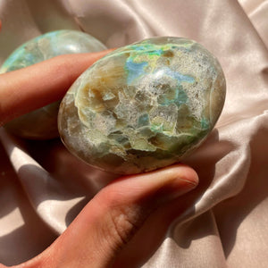 Green Moonstone Palm Stone