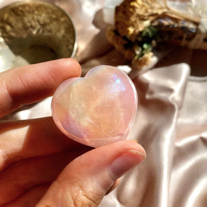 Angel Aura Rose Quartz Heart Palm Stone