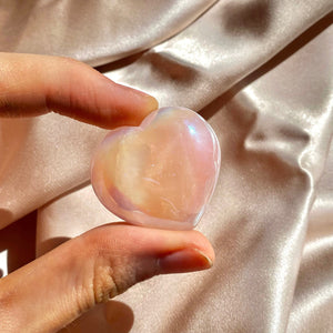 Angel Aura Rose Quartz Heart Palm Stone