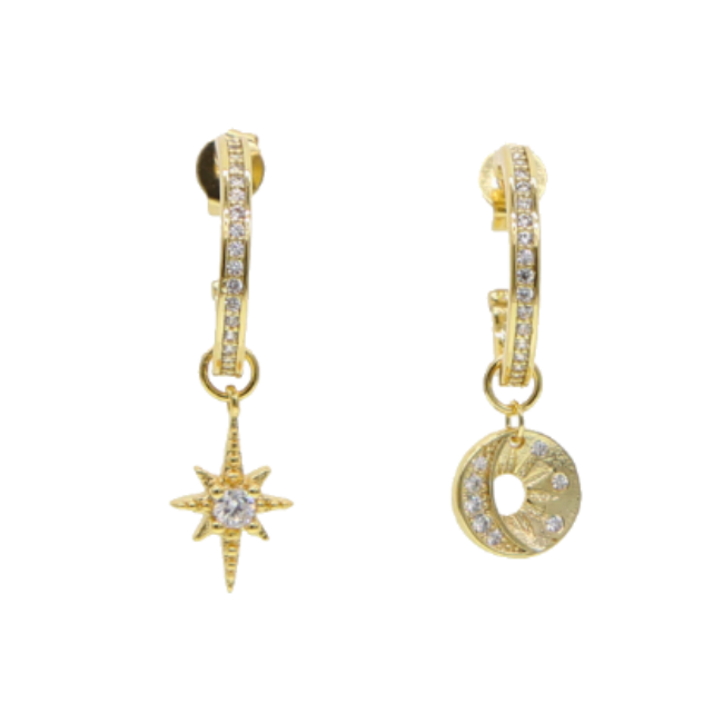 Star & Moon Charm Earrings - Terra Soleil