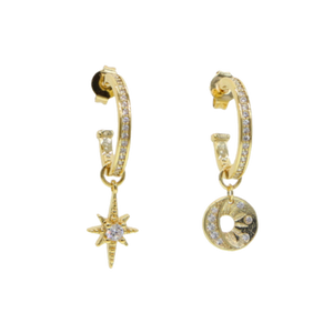 Star & Moon Charm Earrings - Terra Soleil