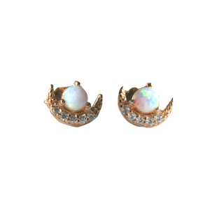 Crescent Opal Stud Earrings - Terra Soleil